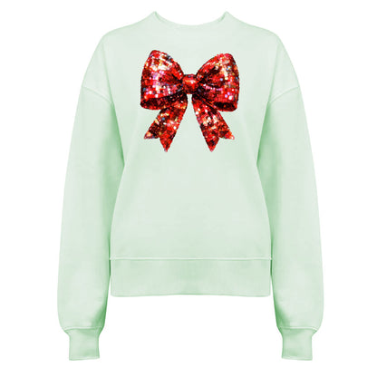 Jultröja med Glittrig Röd Rosett – Fyll Julen Med Glitter-Lovely Text