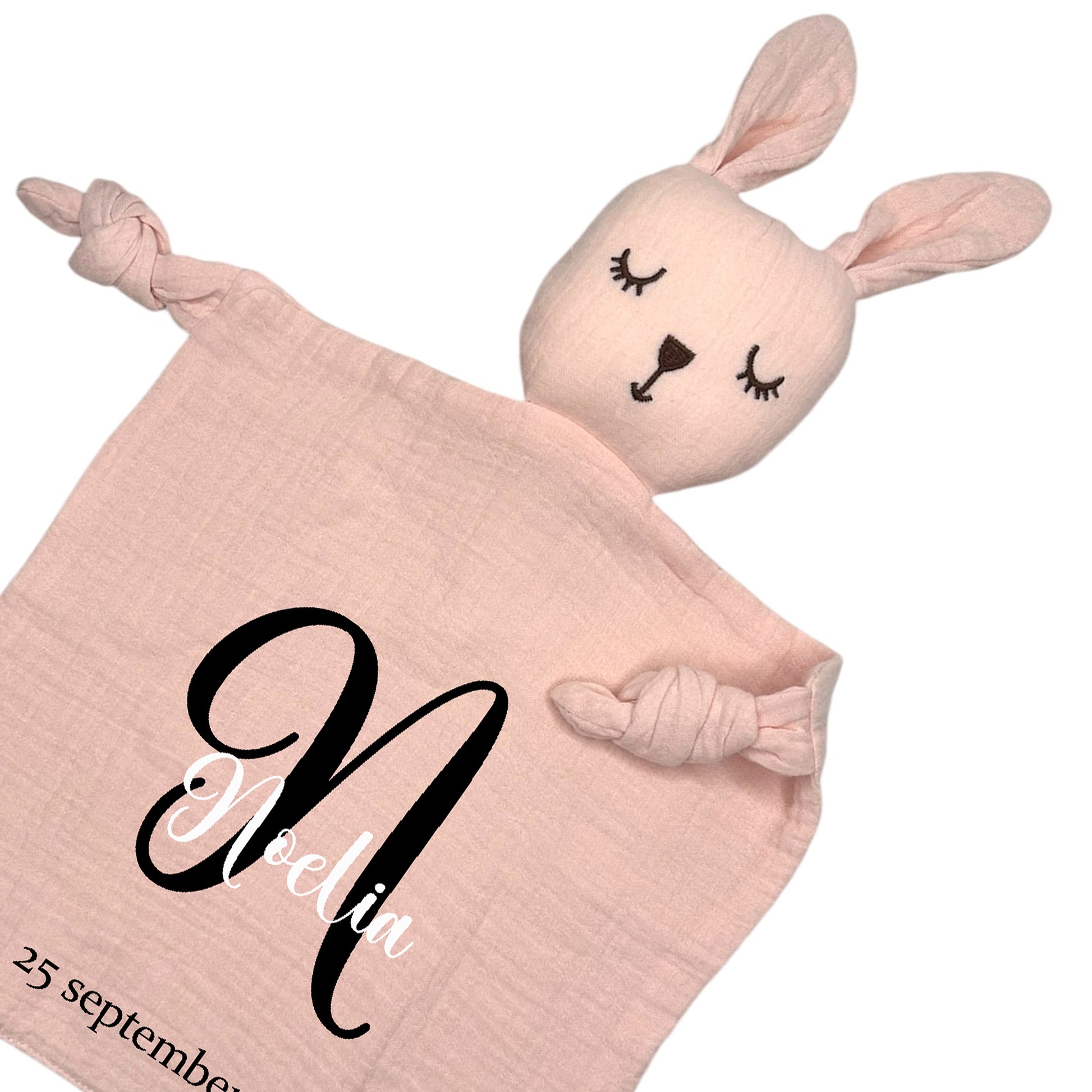 Personlig Kanin Snuttefilt med Namn – Babyfilt & Present till Nyfödd 💕-Lovely Text