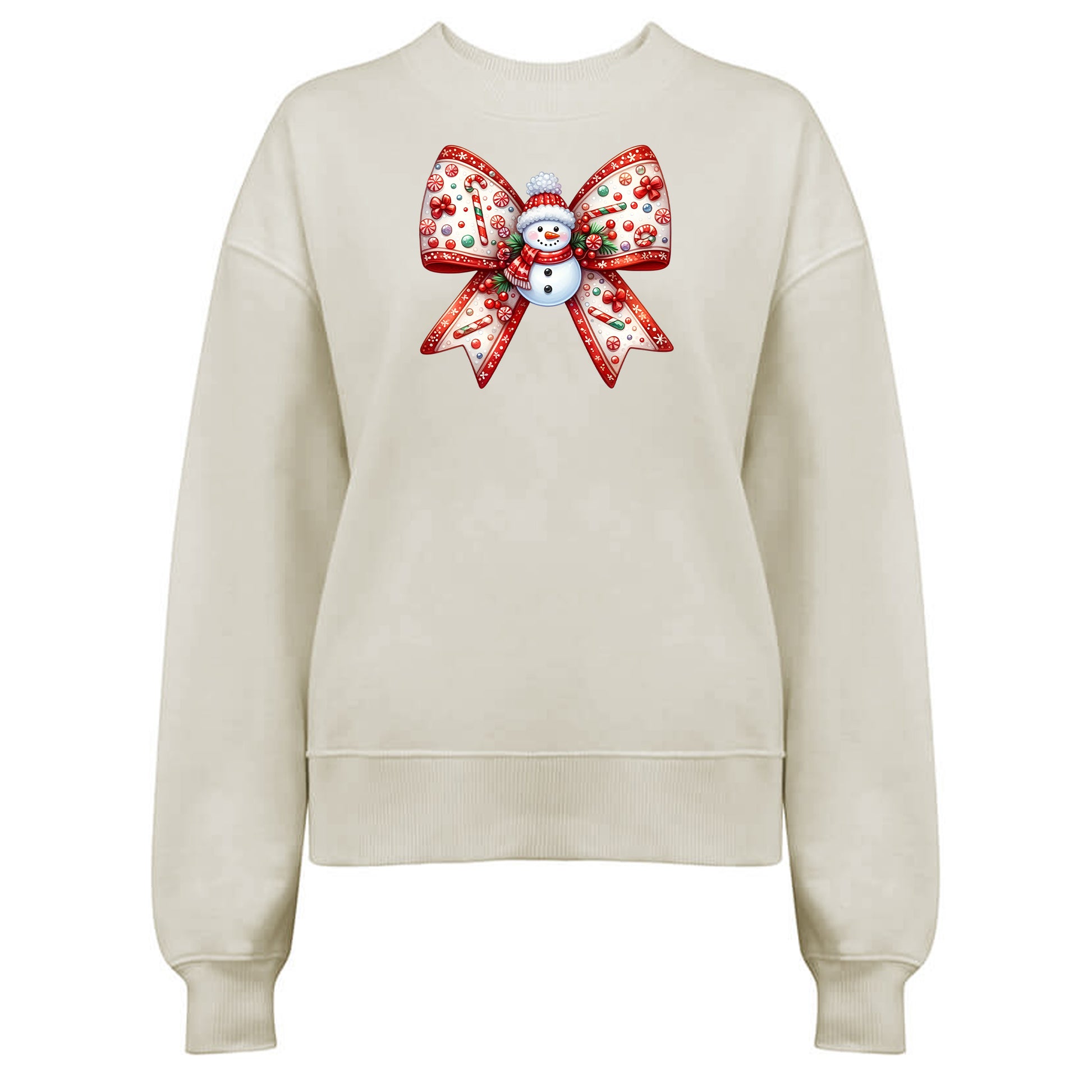 Jultröja med Snögubbe Rosett – Mysig Julstil-Lovely Text