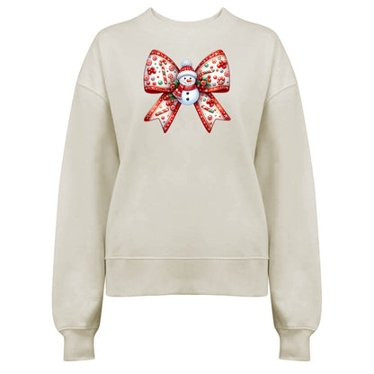 Jultröja med Snögubbe Rosett – Mysig Julstil-Lovely Text
