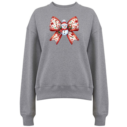Jultröja med Snögubbe Rosett – Mysig Julstil-Lovely Text