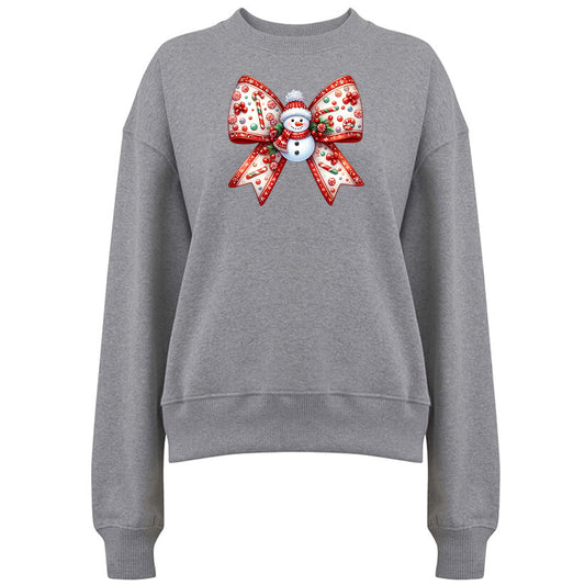 Jultröja med Snögubbe Rosett – Mysig Julstil-Lovely Text