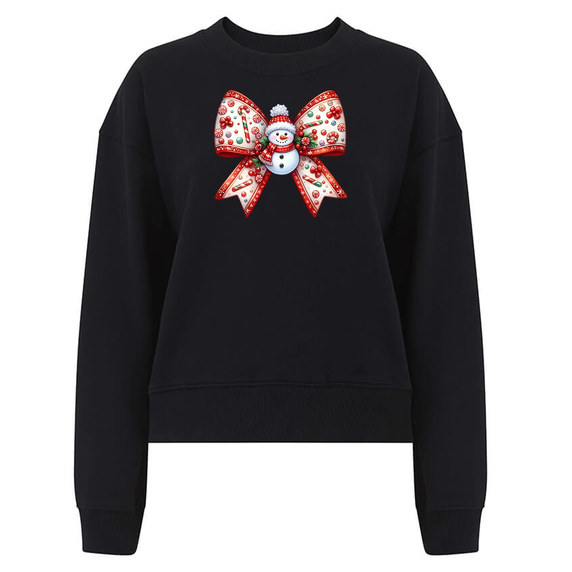 Jultröja med Snögubbe Rosett – Mysig Julstil-Lovely Text