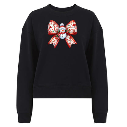 Jultröja med Snögubbe Rosett – Mysig Julstil-Lovely Text