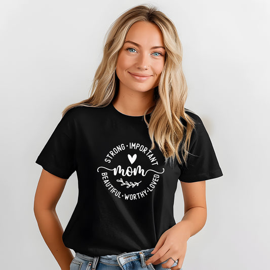 T-shirt för alla Starka & Älskade Mammor-Lovely Text