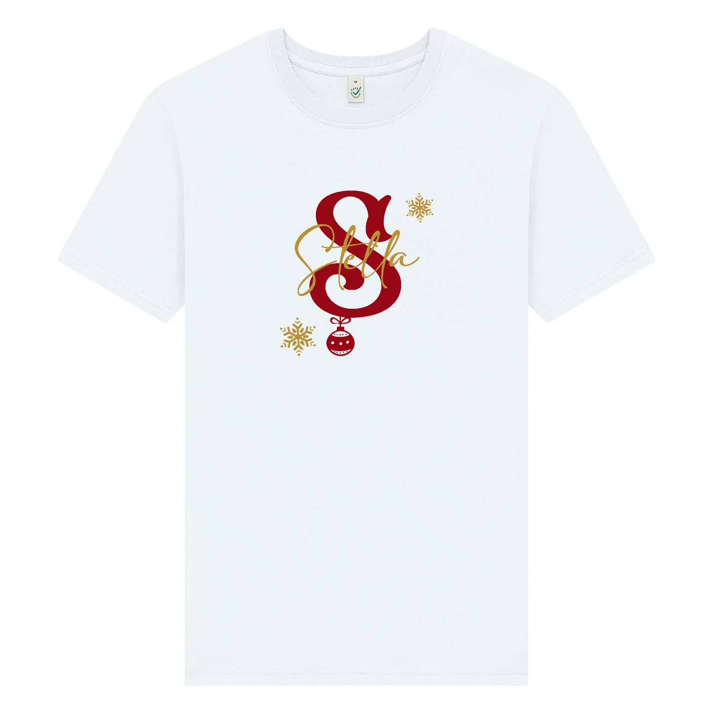 Julig T-shirt med Bokstav & Namn – Unisex