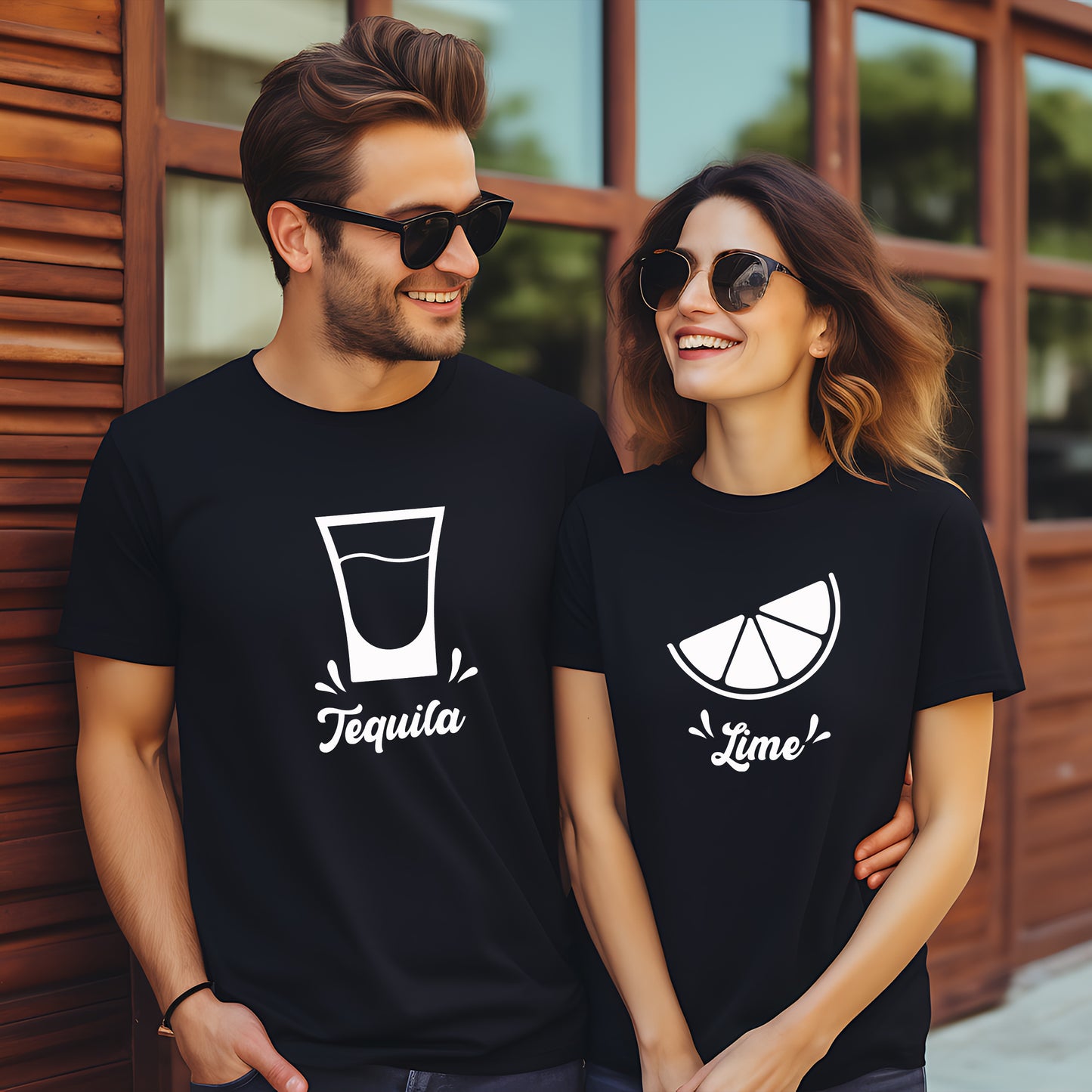 Tequila & Lime – T-shirts för Par-Lovely Text