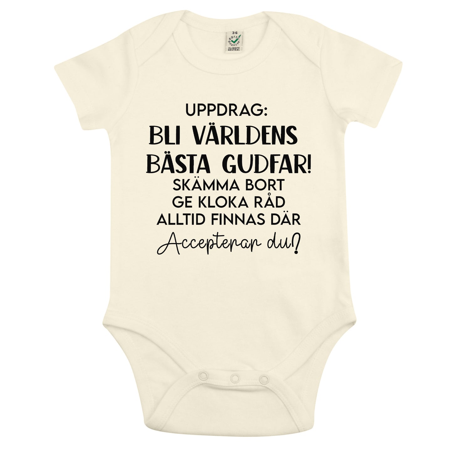 Uppdrag: Bli världens bästa Gudmor/Gudfar! – Babybody-Lovely Text