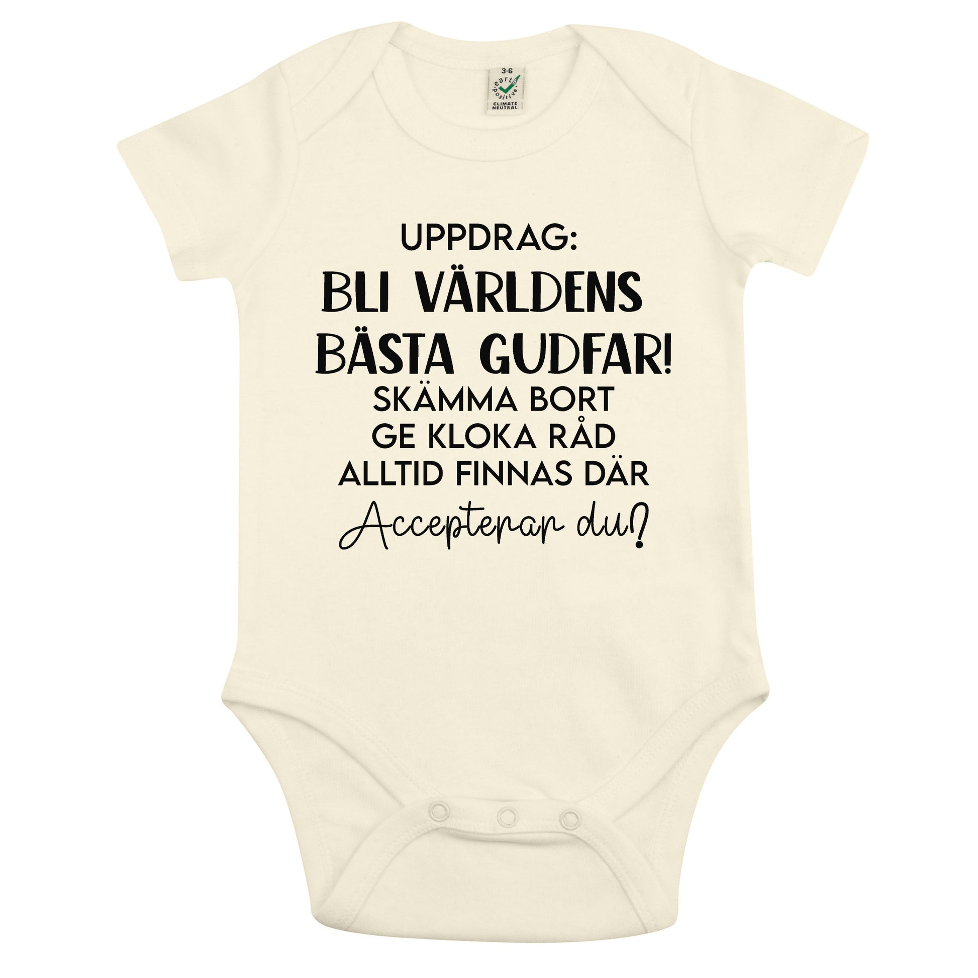 Uppdrag: Bli världens bästa Gudmor/Gudfar! – Babybody-Lovely Text