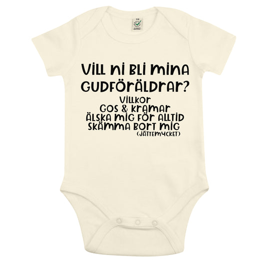 Vill ni bli mina Gudföräldrar? – Babybody med Gullig Text-Lovely Text