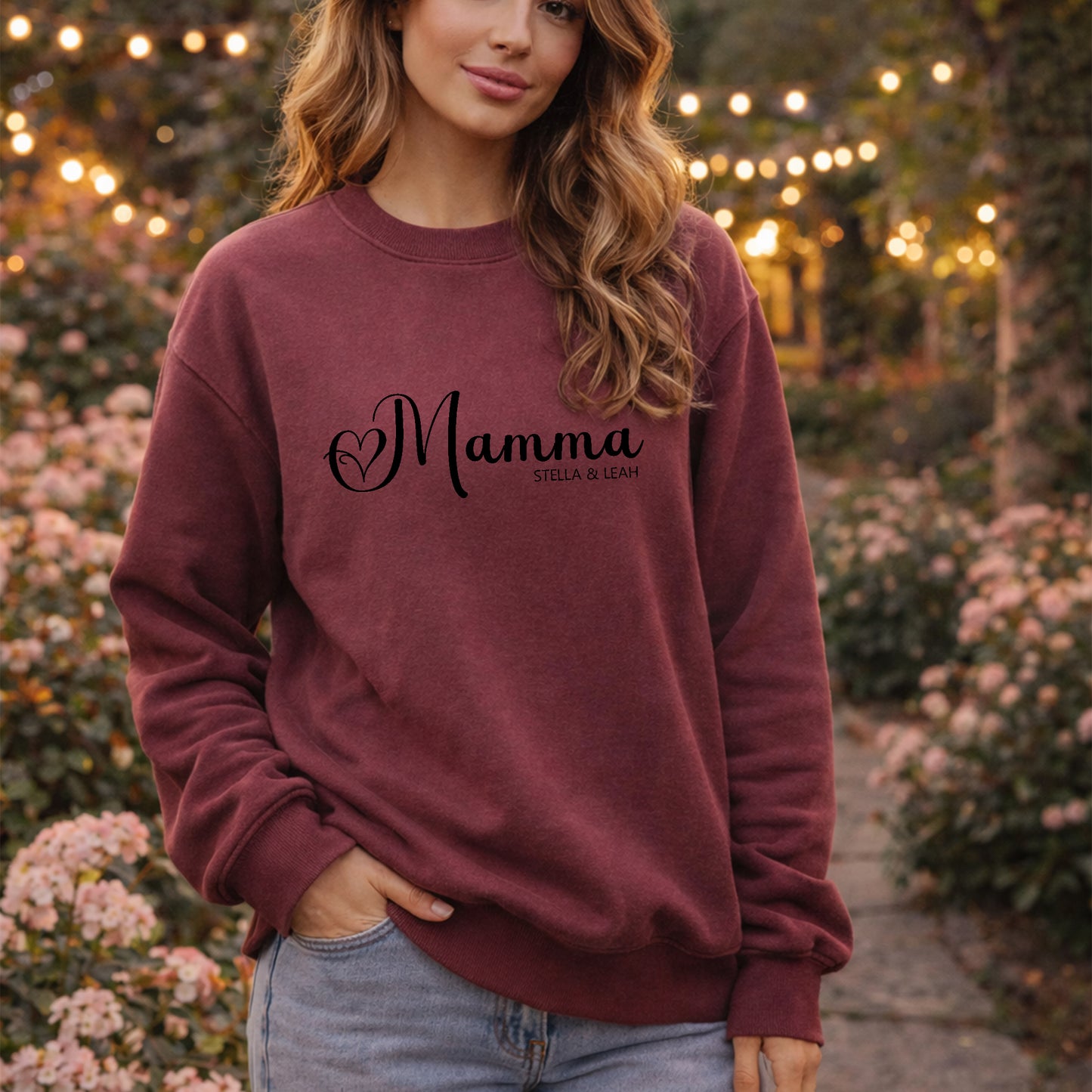 Mamma Tröja med Barnens namn på bröstet - Unisex Sweatshirt