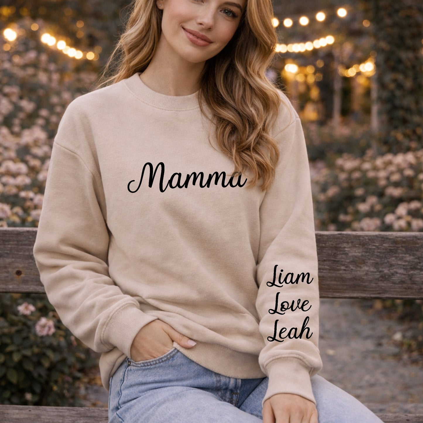 Kärleksfull Mamma Tröja med Barnens Namn – Unisex Sweatshirt