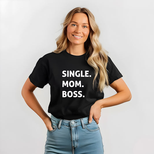 T-shirt för Ensamstående Mamma – Boss-Lovely Text